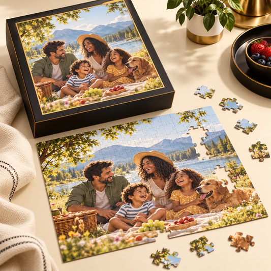 Example custom family photo puzzle mockup