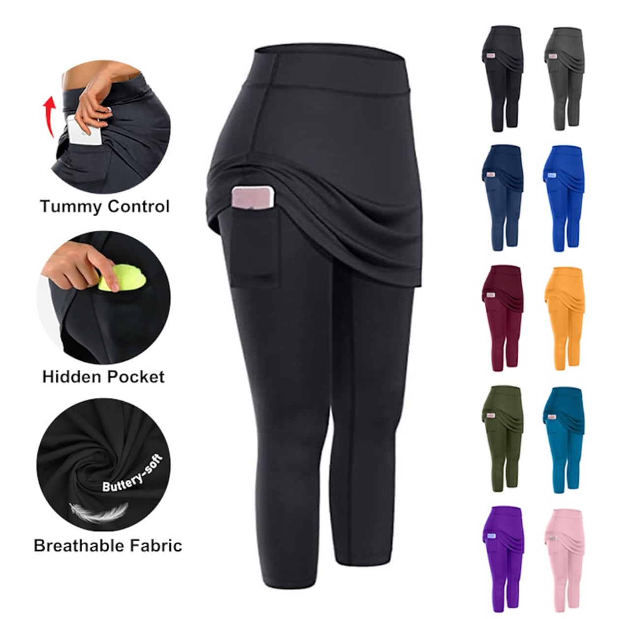 Women's tight running tight leggings with running skirt